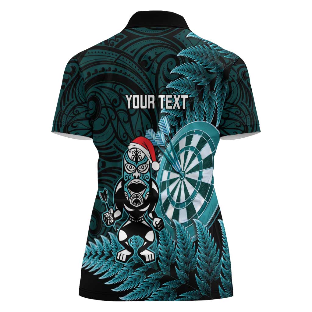 Personalised New Zealand Darts Christmas Women Polo Shirt Maori Fern Merry Dartsmas - Polynesian Pride