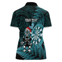 Personalised New Zealand Darts Christmas Women Polo Shirt Maori Fern Merry Dartsmas - Polynesian Pride