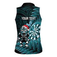 Personalised New Zealand Darts Christmas Women Sleeveless Polo Shirt Maori Fern Merry Dartsmas LT14 - Polynesian Pride