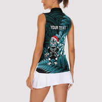 Personalised New Zealand Darts Christmas Women Sleeveless Polo Shirt Maori Fern Merry Dartsmas LT14 - Polynesian Pride