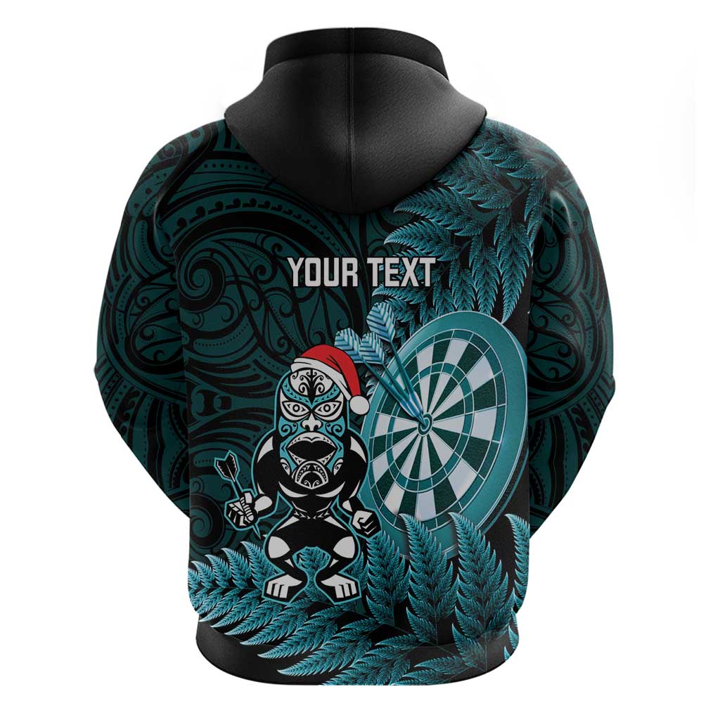 Personalised New Zealand Darts Christmas Zip Hoodie Maori Fern Merry Dartsmas LT14 - Polynesian Pride