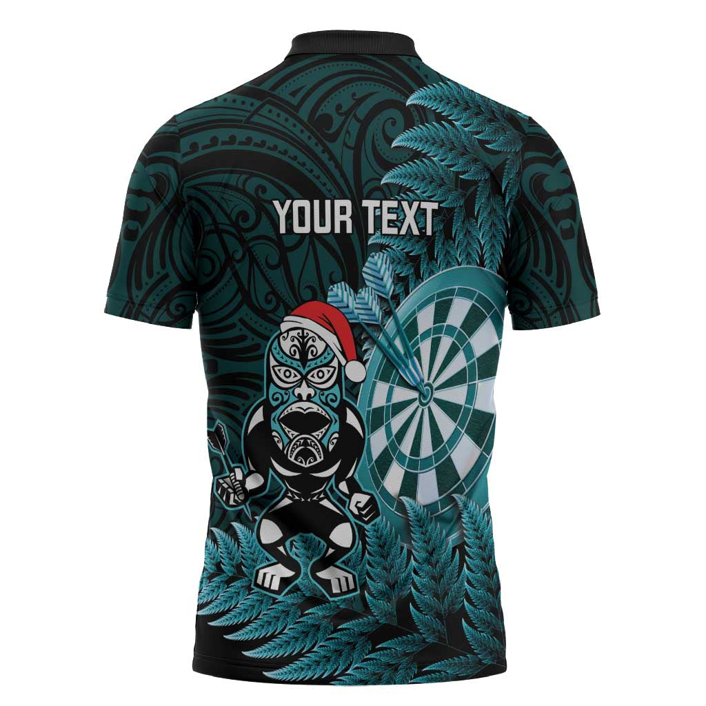 Personalised New Zealand Darts Christmas Zipper Polo Shirt Maori Fern Merry Dartsmas LT14 - Polynesian Pride