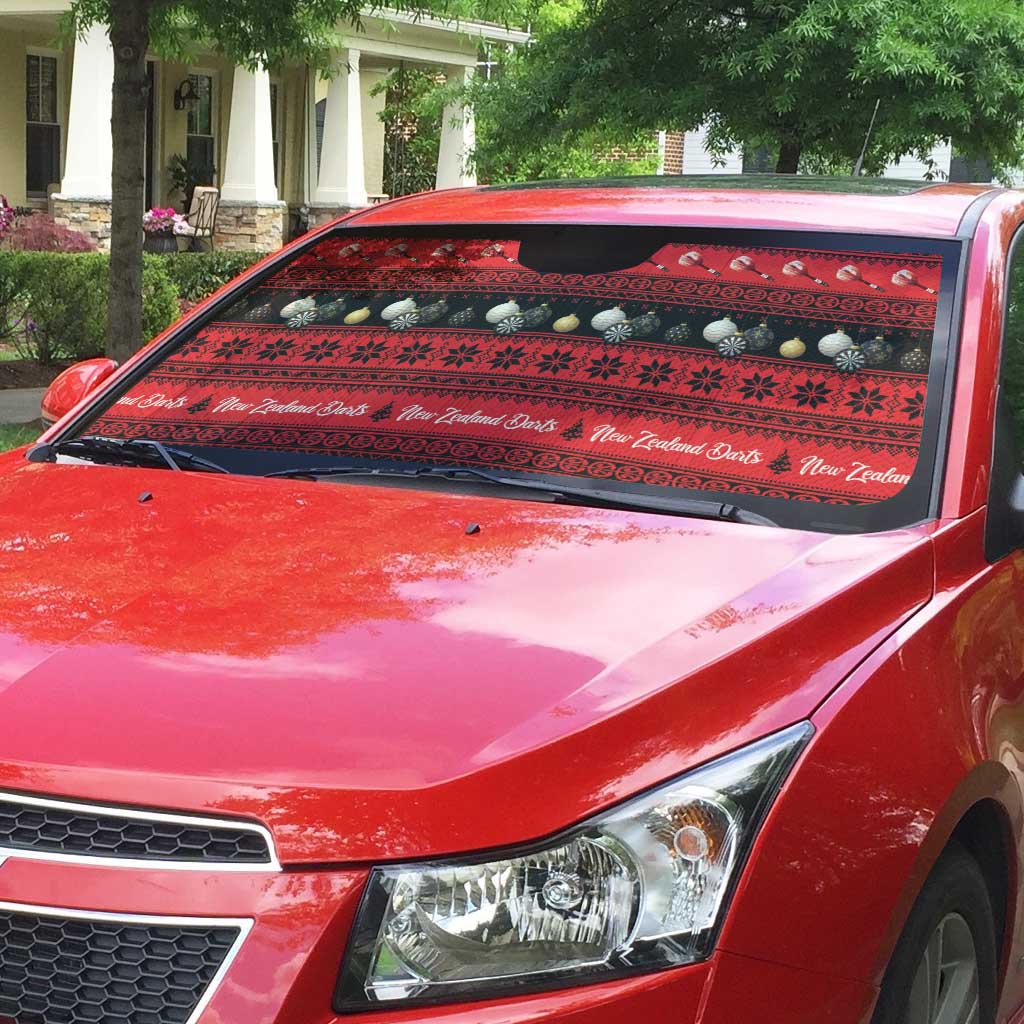 New Zealand Darts Christmas Auto Sun Shade Merry Xmas Aotearoa Maori Red - Polynesian Pride