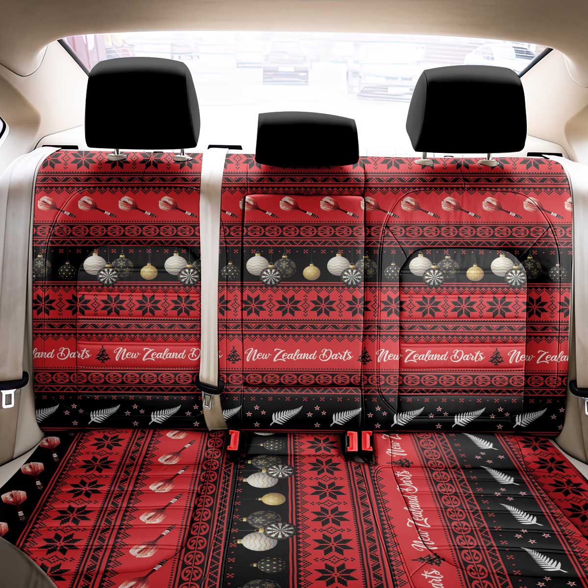 New Zealand Darts Christmas Back Car Seat Cover Merry Xmas Aotearoa Maori Red LT14 - Polynesian Pride