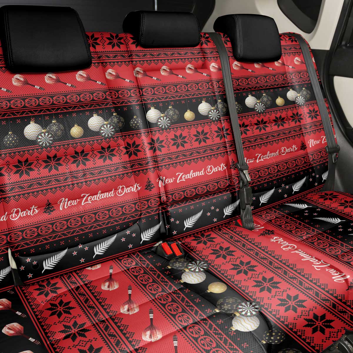 New Zealand Darts Christmas Back Car Seat Cover Merry Xmas Aotearoa Maori Red LT14 - Polynesian Pride