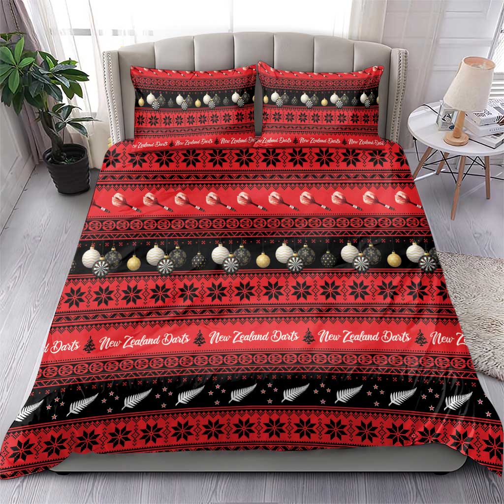 New Zealand Darts Christmas Bedding Set Merry Xmas Aotearoa Maori Red - Polynesian Pride
