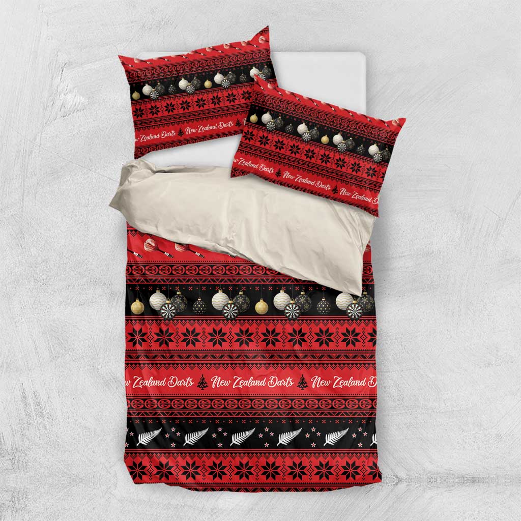 New Zealand Darts Christmas Bedding Set Merry Xmas Aotearoa Maori Red - Polynesian Pride