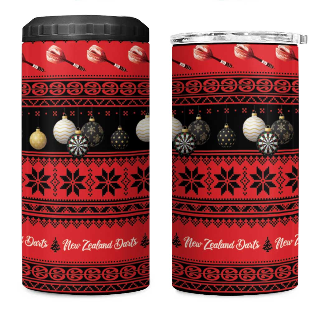 New Zealand Darts Christmas 4 in 1 Can Cooler Tumbler Merry Xmas Aotearoa Maori Red LT14 One Size: 16 oz Red - Polynesian Pride