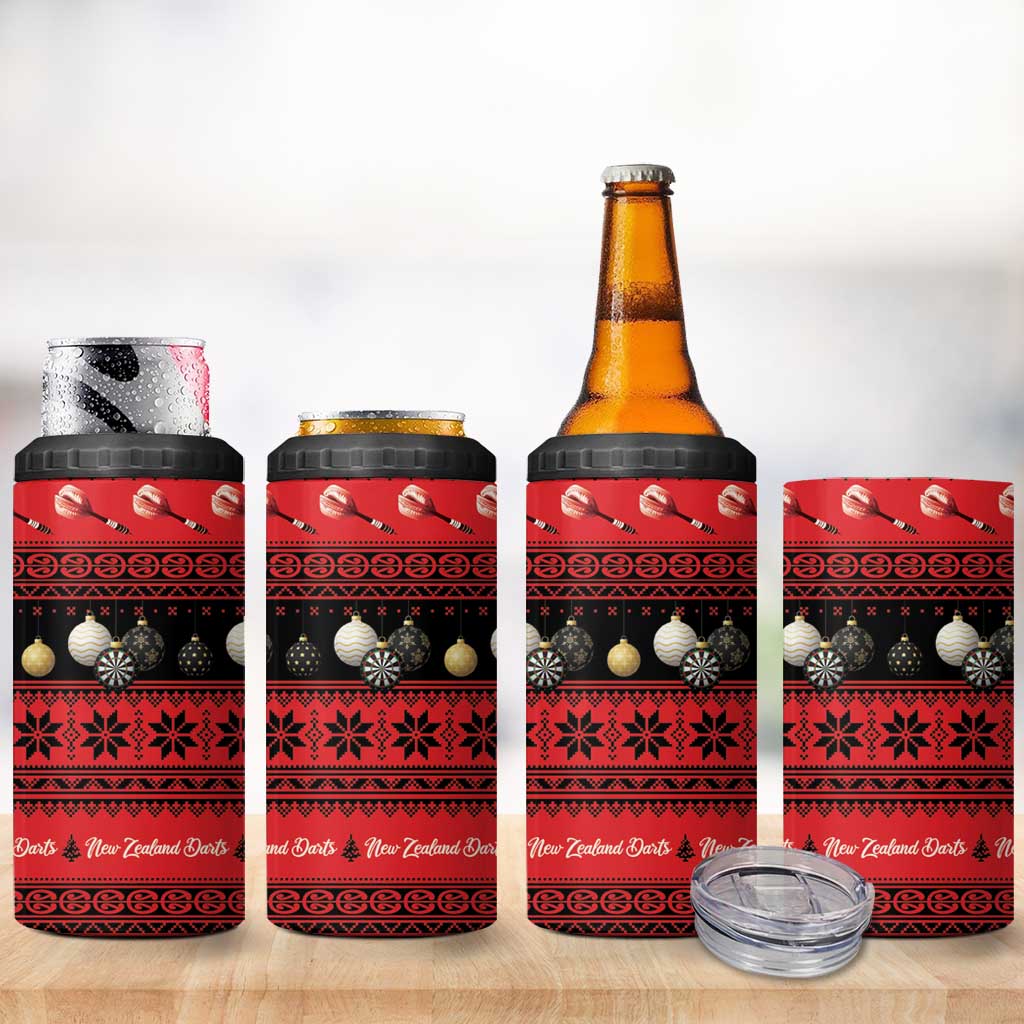 New Zealand Darts Christmas 4 in 1 Can Cooler Tumbler Merry Xmas Aotearoa Maori Red LT14 - Polynesian Pride