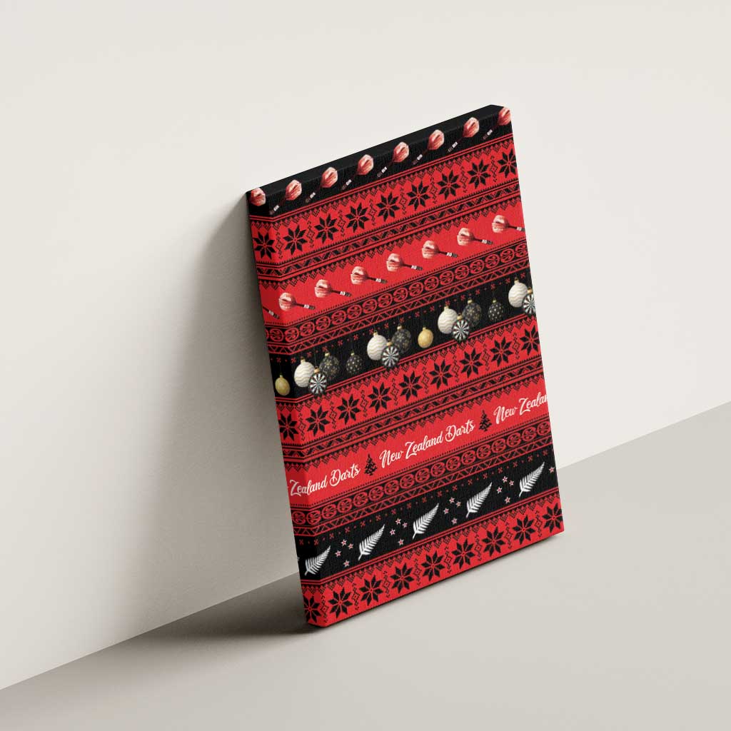 New Zealand Darts Christmas Canvas Wall Art Merry Xmas Aotearoa Maori Red - Polynesian Pride