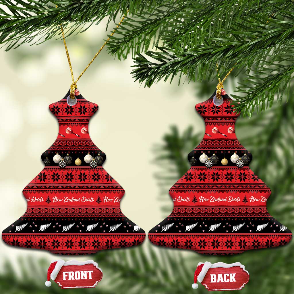 New Zealand Darts Christmas Ceramic Ornament Merry Xmas Aotearoa Maori Red - Polynesian Pride