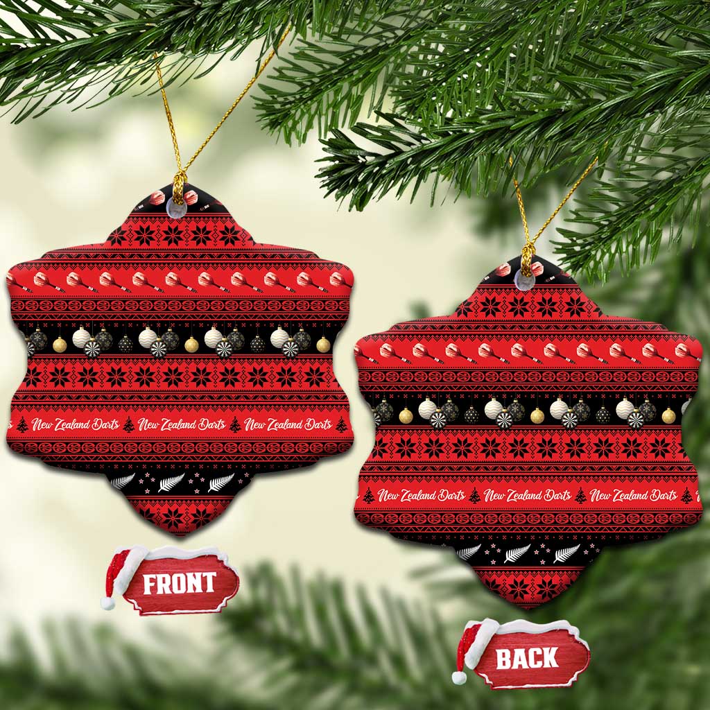 New Zealand Darts Christmas Ceramic Ornament Merry Xmas Aotearoa Maori Red - Polynesian Pride