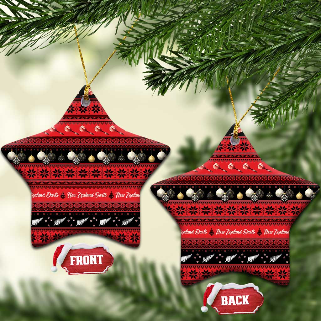 New Zealand Darts Christmas Ceramic Ornament Merry Xmas Aotearoa Maori Red - Polynesian Pride