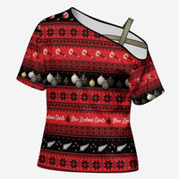 New Zealand Darts Christmas Cross Shoulder Shirt Merry Xmas Aotearoa Maori Red LT14 Female Red - Polynesian Pride