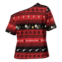 New Zealand Darts Christmas Cross Shoulder Shirt Merry Xmas Aotearoa Maori Red LT14 - Polynesian Pride
