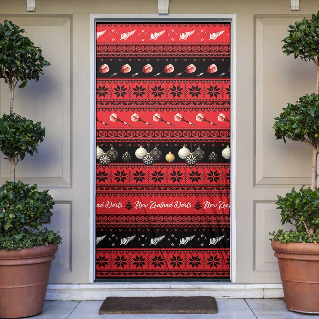 New Zealand Darts Christmas Door Cover Merry Xmas Aotearoa Maori Red LT14 Red - Polynesian Pride
