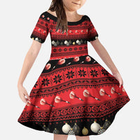 New Zealand Darts Christmas Family Matching Long Sleeve Bodycon Dress and Hawaiian Shirt Merry Xmas Aotearoa Maori Red LT14 Daughter's Dress Red - Polynesian Pride