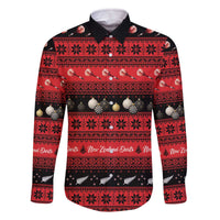 New Zealand Darts Christmas Family Matching Off The Shoulder Long Sleeve Dress and Hawaiian Shirt Merry Xmas Aotearoa Maori Red LT14 Dad's Shirt - Long Sleeve Red - Polynesian Pride