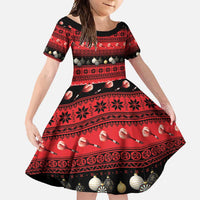 New Zealand Darts Christmas Family Matching Off Shoulder Maxi Dress and Hawaiian Shirt Merry Xmas Aotearoa Maori Red LT14 Daughter's Dress Red - Polynesian Pride