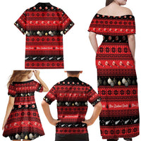 New Zealand Darts Christmas Family Matching Off Shoulder Maxi Dress and Hawaiian Shirt Merry Xmas Aotearoa Maori Red LT14 - Polynesian Pride