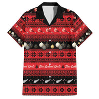 New Zealand Darts Christmas Family Matching Off Shoulder Short Dress and Hawaiian Shirt Merry Xmas Aotearoa Maori Red LT14 Dad's Shirt - Short Sleeve Red - Polynesian Pride