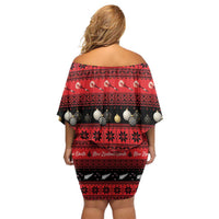New Zealand Darts Christmas Family Matching Off Shoulder Short Dress and Hawaiian Shirt Merry Xmas Aotearoa Maori Red LT14 - Polynesian Pride