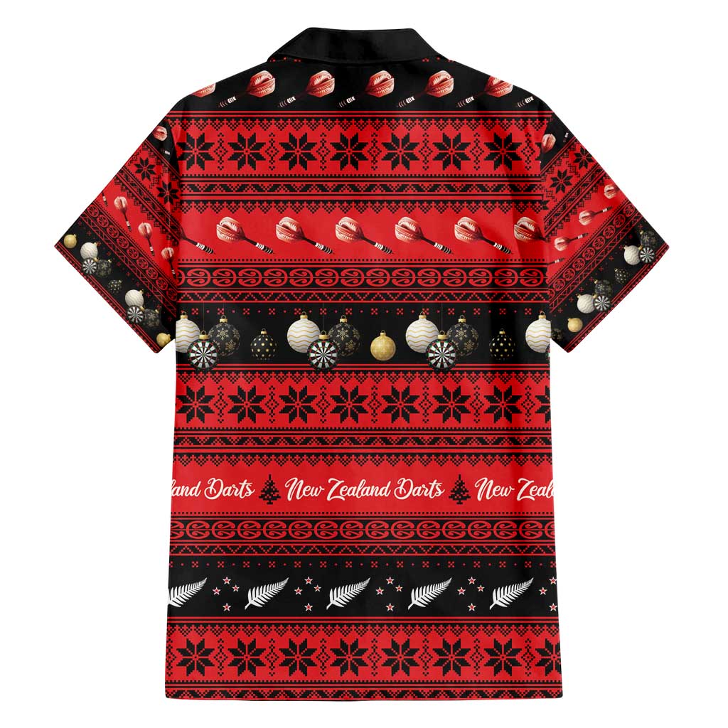 New Zealand Darts Christmas Family Matching Short Sleeve Bodycon Dress and Hawaiian Shirt Merry Xmas Aotearoa Maori Red LT14 - Polynesian Pride