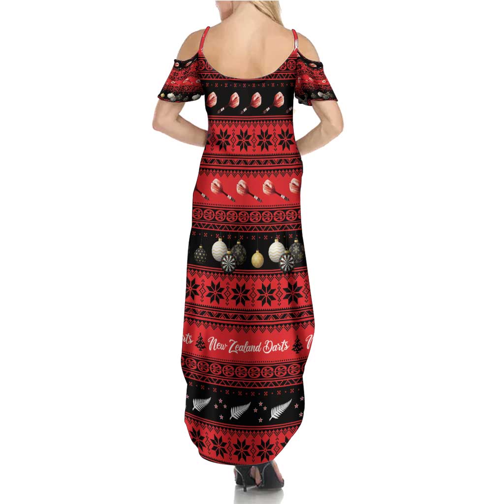 New Zealand Darts Christmas Family Matching Summer Maxi Dress and Hawaiian Shirt Merry Xmas Aotearoa Maori Red LT14 - Polynesian Pride