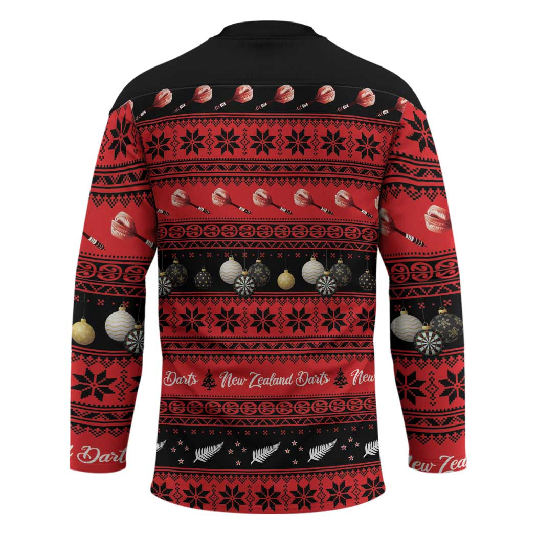 New Zealand Darts Christmas Hockey Jersey Merry Xmas Aotearoa Maori Red LT14 - Polynesian Pride