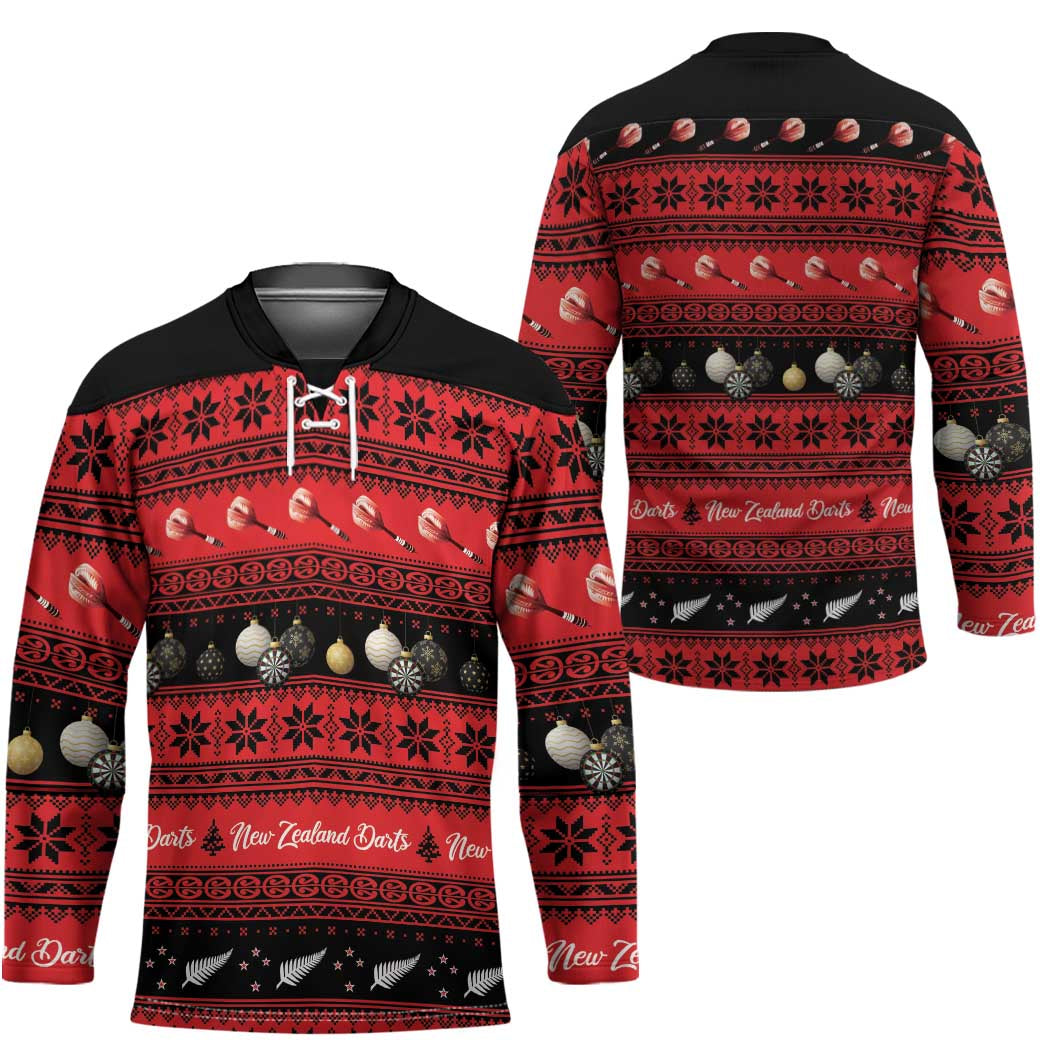 New Zealand Darts Christmas Hockey Jersey Merry Xmas Aotearoa Maori Red LT14 - Polynesian Pride