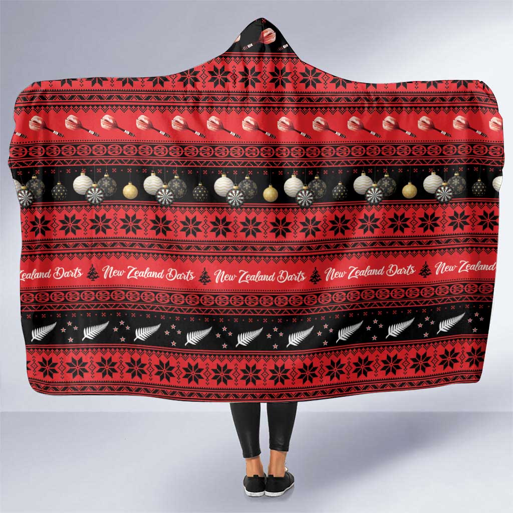 New Zealand Darts Christmas Hooded Blanket Merry Xmas Aotearoa Maori Red LT14 One Size Red - Polynesian Pride