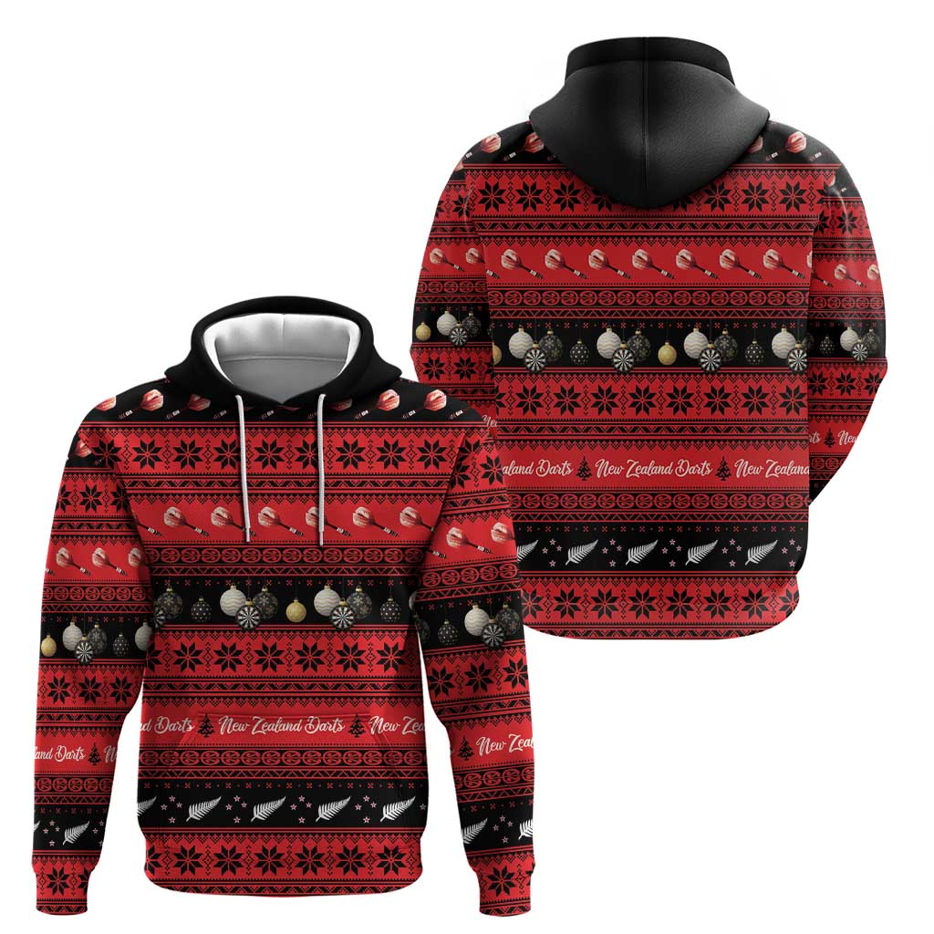 New Zealand Darts Christmas Hoodie Merry Xmas Aotearoa Maori Red LT14 - Polynesian Pride