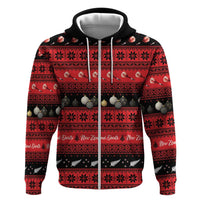 New Zealand Darts Christmas Hoodie Merry Xmas Aotearoa Maori Red LT14 Zip Hoodie Red - Polynesian Pride