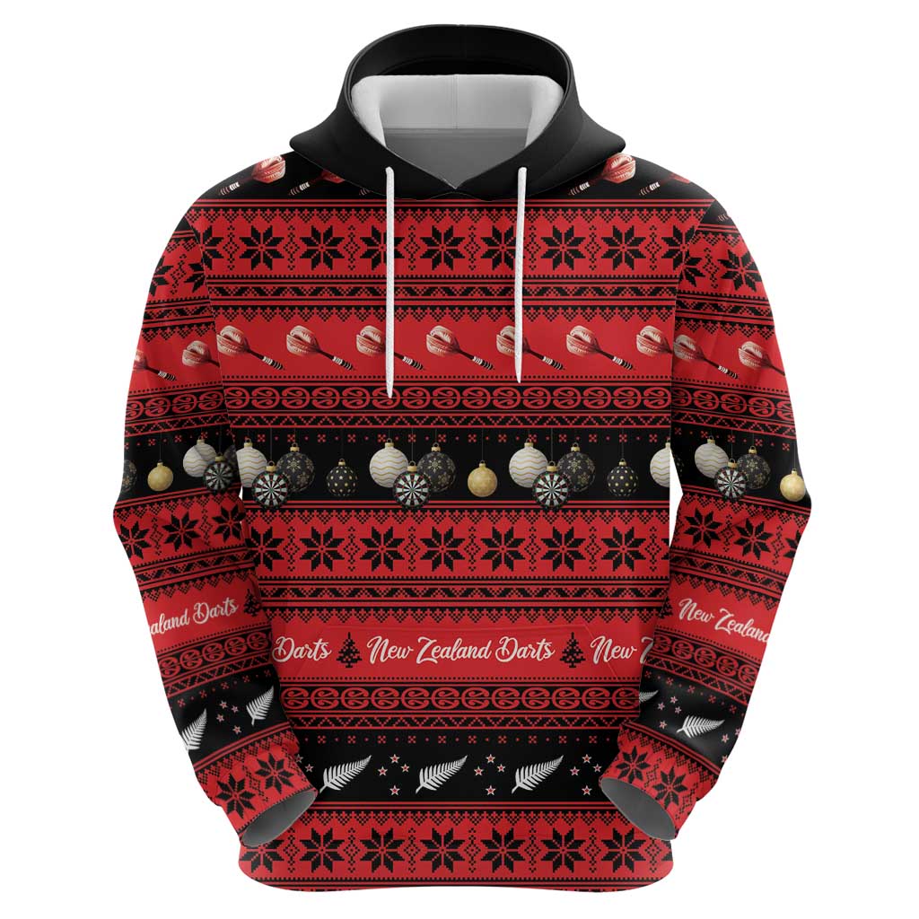 New Zealand Darts Christmas Hoodie Merry Xmas Aotearoa Maori Red LT14 - Polynesian Pride