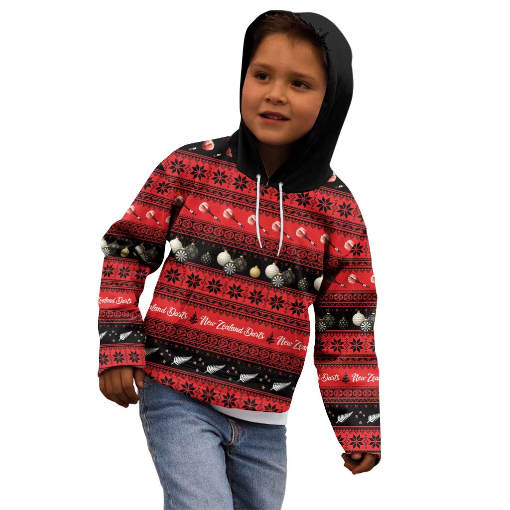 New Zealand Darts Christmas Kid Hoodie Merry Xmas Aotearoa Maori Red LT14 - Polynesian Pride