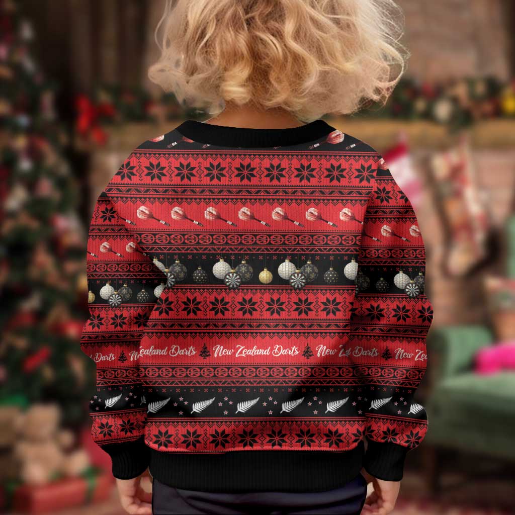 New Zealand Darts Christmas Kid Ugly Christmas Sweater Merry Xmas Aotearoa Maori Red LT14 - Polynesian Pride