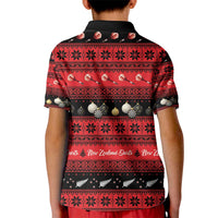 New Zealand Darts Christmas Kid Polo Shirt Merry Xmas Aotearoa Maori Red LT14 - Polynesian Pride