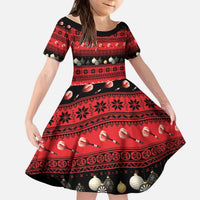 New Zealand Darts Christmas Kid Short Sleeve Dress Merry Xmas Aotearoa Maori Red LT14 KID Red - Polynesian Pride