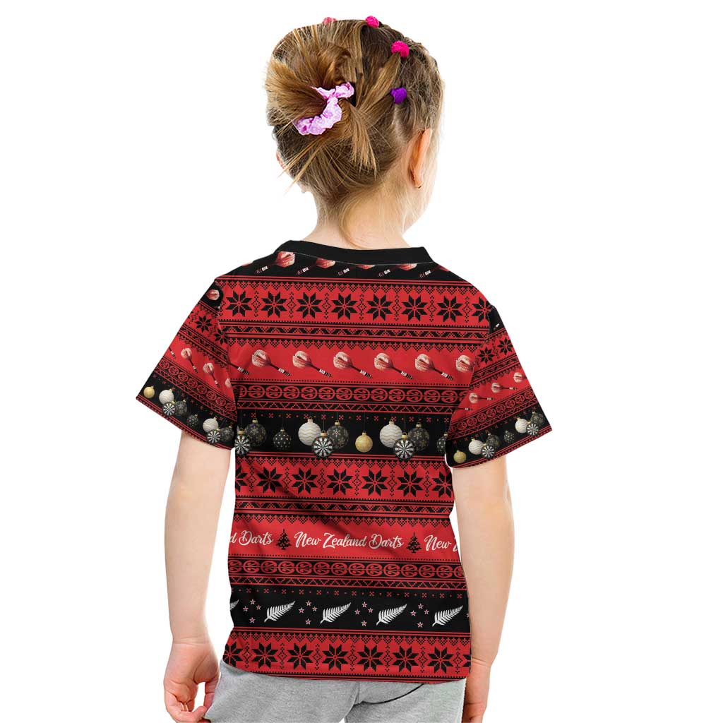 New Zealand Darts Christmas Kid T Shirt Merry Xmas Aotearoa Maori Red LT14 - Polynesian Pride