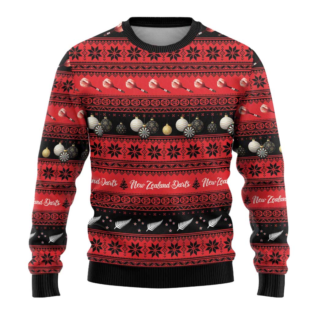 New Zealand Darts Christmas Ugly Christmas Sweater Merry Xmas Aotearoa Maori Red LT14 - Polynesian Pride