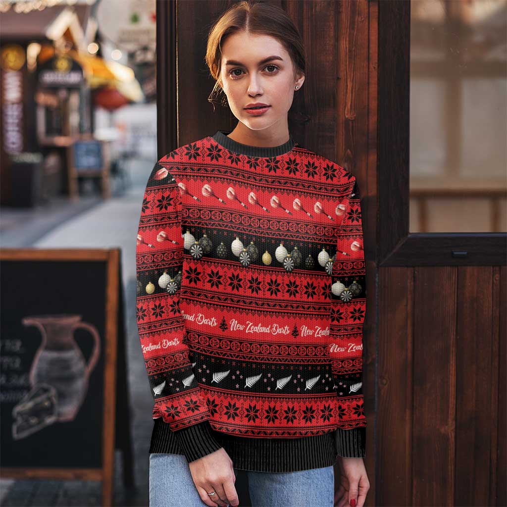 New Zealand Darts Christmas Ugly Christmas Sweater Merry Xmas Aotearoa Maori Red LT14 - Polynesian Pride