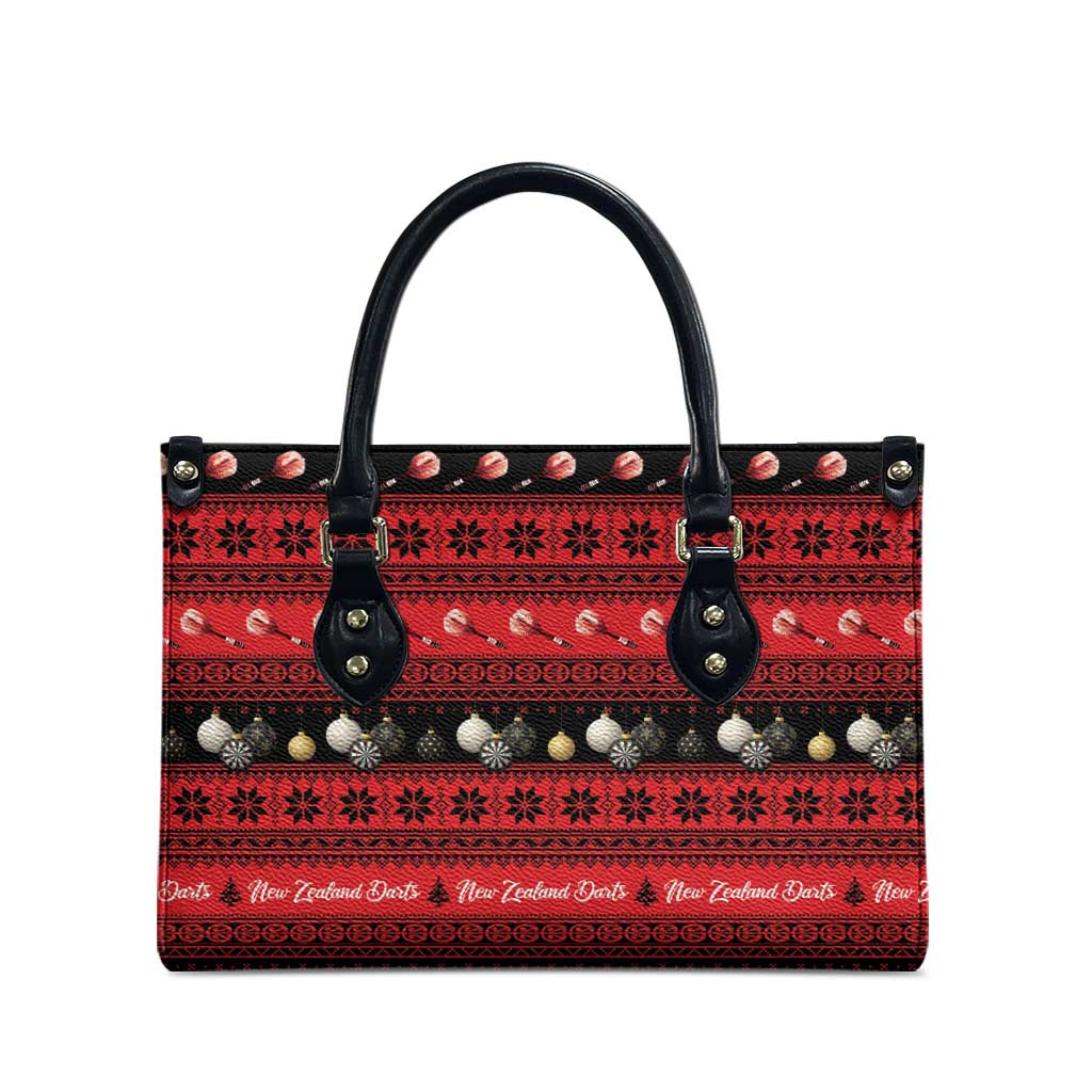 New Zealand Darts Christmas Leather Bag Merry Xmas Aotearoa Maori Red - Polynesian Pride