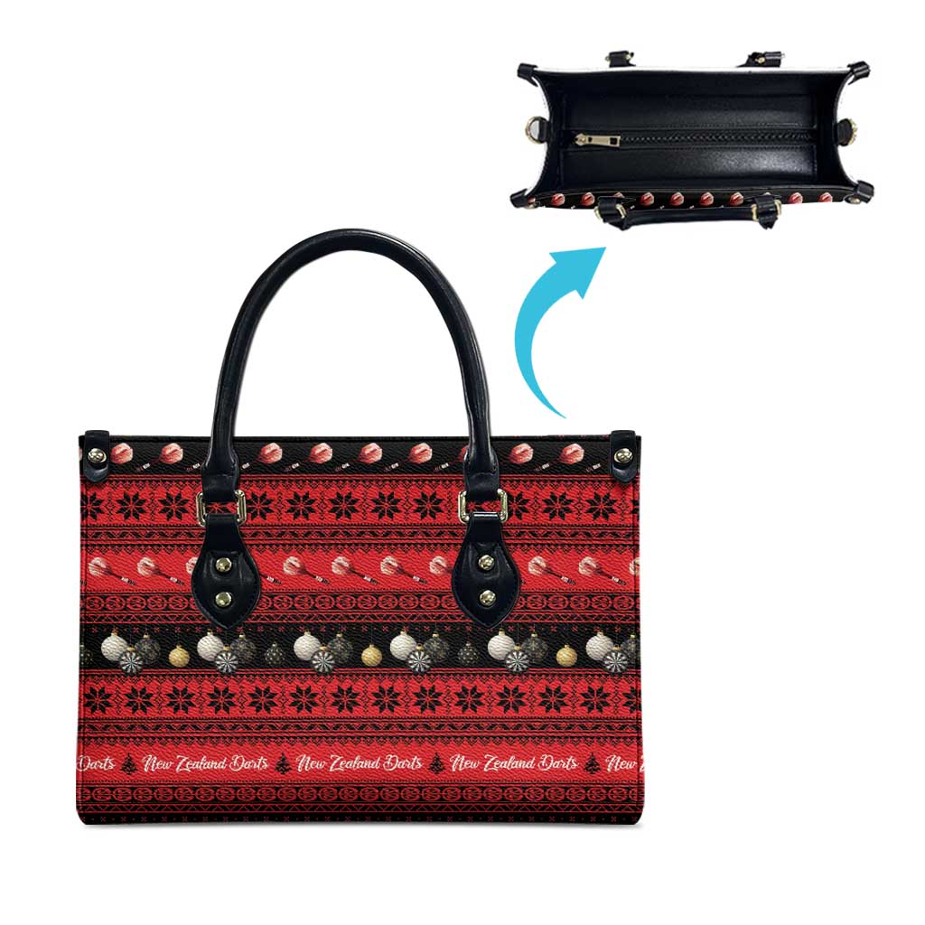 New Zealand Darts Christmas Leather Bag Merry Xmas Aotearoa Maori Red - Polynesian Pride