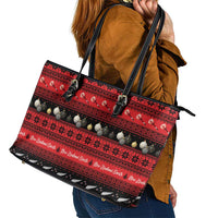 New Zealand Darts Christmas Leather Tote Bag Merry Xmas Aotearoa Maori Red LT14 - Polynesian Pride