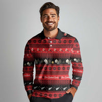 New Zealand Darts Christmas Long Sleeve Polo Shirt Merry Xmas Aotearoa Maori Red LT14 - Polynesian Pride