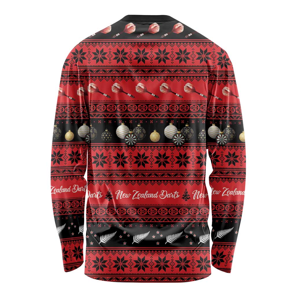 New Zealand Darts Christmas Long Sleeve Shirt Merry Xmas Aotearoa Maori Red LT14 - Polynesian Pride