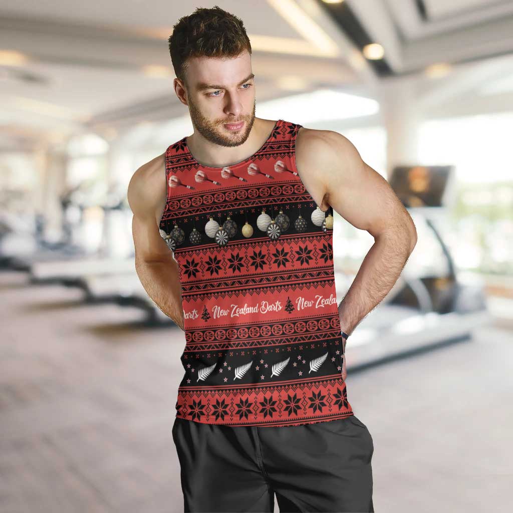New Zealand Darts Christmas Men Tank Top Merry Xmas Aotearoa Maori Red LT14 Red - Polynesian Pride