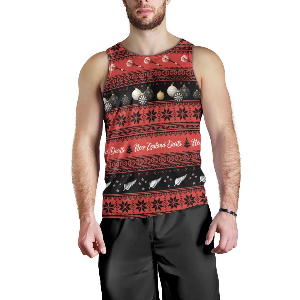 New Zealand Darts Christmas Men Tank Top Merry Xmas Aotearoa Maori Red LT14 - Polynesian Pride