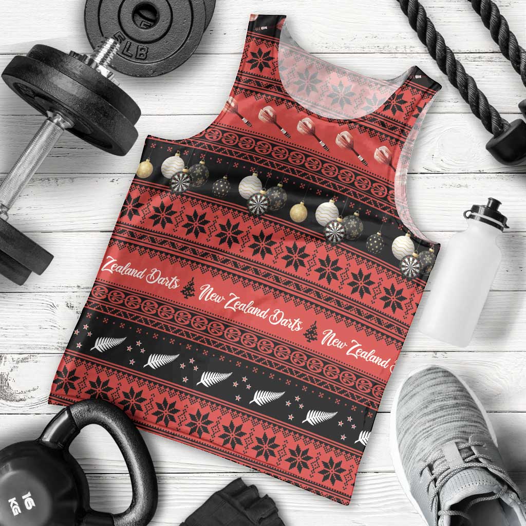 New Zealand Darts Christmas Men Tank Top Merry Xmas Aotearoa Maori Red LT14 - Polynesian Pride