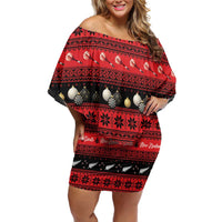 New Zealand Darts Christmas Off Shoulder Short Dress Merry Xmas Aotearoa Maori Red LT14 Women Red - Polynesian Pride
